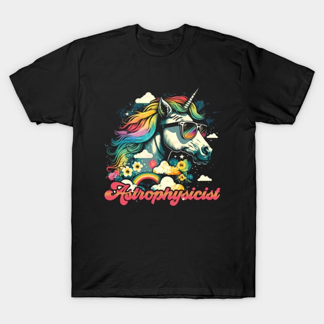 Rainbow Unicorn Astrophysicist T-Shirt by walaodesigns